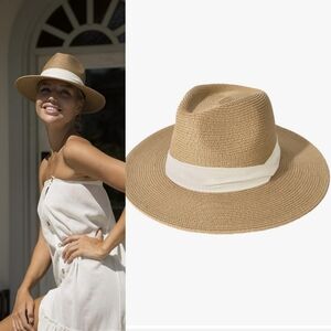 Womens Mens Wide Brim Straw Panama Hat Fedora Summer Beach Sun Hats UPF